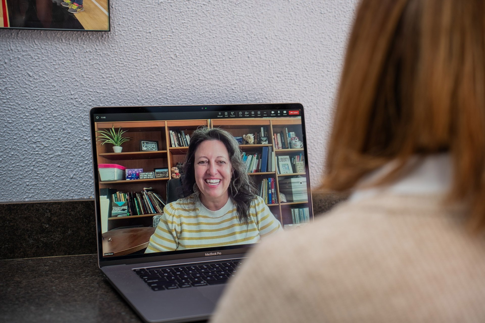 woman taking online course